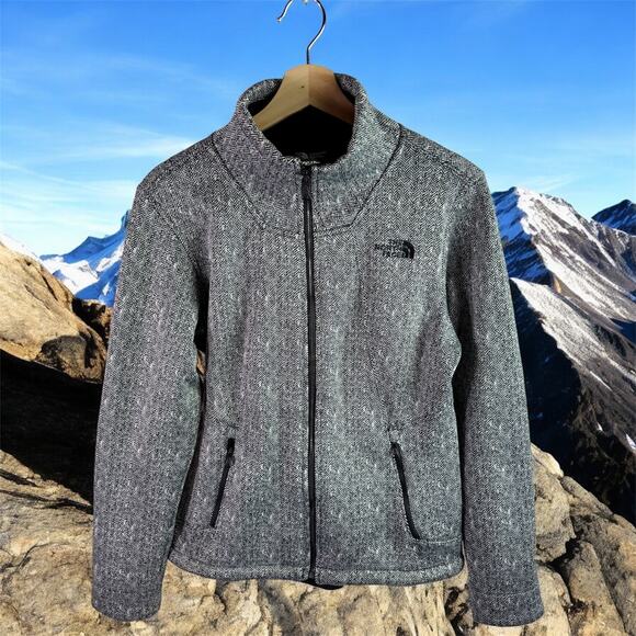 The North Face Women's Small Apex Heather Herringbone Black & White Jacket - Picture 1 of 15